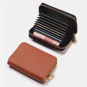 [골드스마일]잔솔 가죽 카드지갑 지퍼 명함케이스 아코디언 파우치