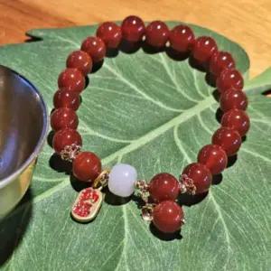 [라일리쥬얼리] Rly 마노석 염주 팔찌 레드 원석팔찌 건강팔지