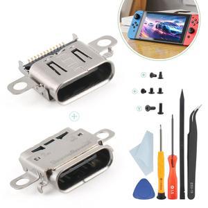 닌텐도 스위치 OLED 충전 포트 교체용 2팩 도크 커넥터 NS USB 타입 C 전원 소켓 잭 콘솔 액세서리(나사 수리 도구 포함)