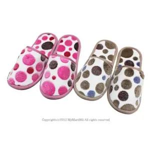 [라일리] Rly 땡땡이무늬 거실용 보온 털실내화 베란다슬리퍼