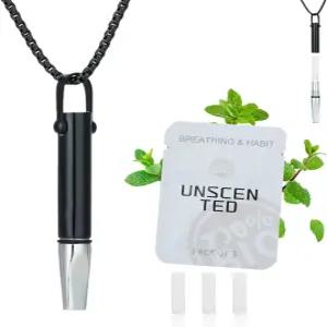 LAMKHOO 금연 목걸이와 베이핑 도구 중단 - 필터 코튼이 포함된 호흡 목걸이 교체 가능한 무향 면 포함