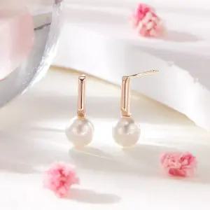 갤러리아 [비앤비골드] 14K 슬림 골드스틱 진주 침귀걸이 한쌍 MNE42440