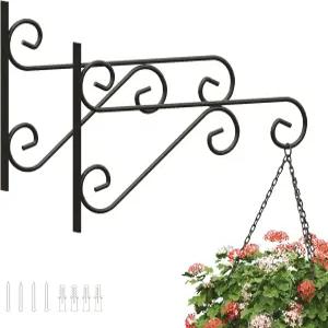 프로웍스 2팩 16인치 식물 걸이 야외 브래킷 실내 벽걸이 금속 헤비 듀티 녹 방지 조류 공급 장치 화분