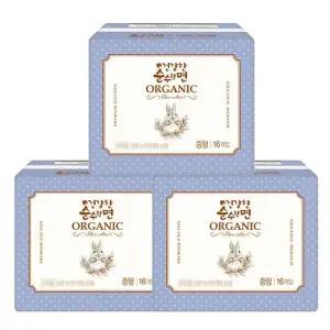 [순수한면] 깨끗한나라 건강한 순수한면 오가닉 유기농생리대 중형 16Px3팩