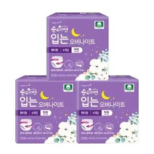 [순수한면] 깨끗한나라 순수한면 입는오버나이트 팬티형생리대 특대형 4Px3팩