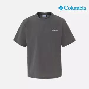 유니 빅로고 우븐 반팔 티셔츠_그레이 (C62-YUD604)