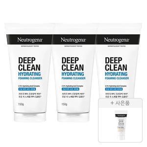 뉴트로지나 NEW 딥클린 하이드레이팅 포밍 클렌저 150g, 3개+증정(젠틀폼 클렌저 10g, 1개)