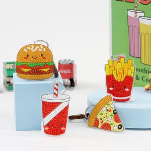 패스트푸드 보석십자수 키링 만들기 패키지 햄버거 피자 비즈 음식 열쇠고리 초등 키트
