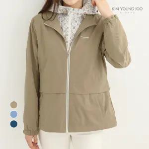 김영주스포츠 여성 레이어드 자켓 KRWJ9027 봄 가을 스판 후드 집업 점퍼 골프 등산 출근 데일리