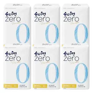 깨끗한나라 순수한면 ZERO 순면 팬티라이너 슈퍼롱 40p X 6개