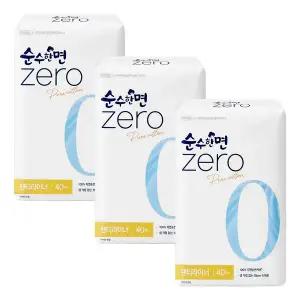 깨끗한나라 순수한면 ZERO 순면 팬티라이너 슈퍼롱 40p X 3개