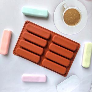 8캐비티 실리콘 케이크 금형 3D 긴 스트립 Silione 무스 베이킹 프랑스 디저트 초콜릿 Bakeware