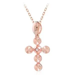 14K 로즈골드 금 컷팅 십자가 목걸이 펜던트