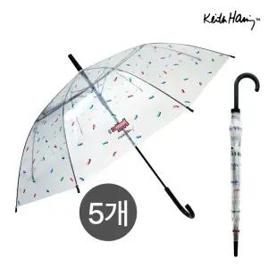 키스해링 납작살대 팝 투명우산 5개 묶음