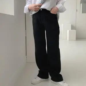 테이퍼드 청바지 밴딩 스트레이트 캐주얼 와이드 청바지 남성 데님