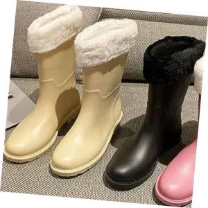 첼시부츠 여성 따뜻한 기모안감 롱 미들 털 레인부츠