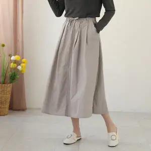 [웬디즈갤러리]허리끈 바스락 롱 스커트 /허리밴딩 A라인 플레어 봄 여름 USK114