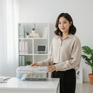 ( )투명 손잡이 플라스틱 정리함 대형 다용도 수납박스 주방 옷장 장난감 보관통