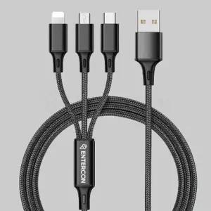 엔터콘 USB A to 3in1 충전케이블 멀티 동시 아이폰 5핀 C타입 고속 튼튼한