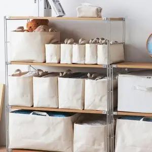 ( )다용도 접이식 수납함 이동식 옷 정리함 캔버스 옷장 정리 박스