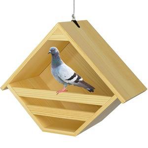 날워트 비둘기 둥지 상자, 단단한 나무 애도 야외용 삼각형 개방형 새집, 매달린 밧줄이 달린 집, 11.2인치 높이 x 6인치 14인치 높이, 패드 미포함