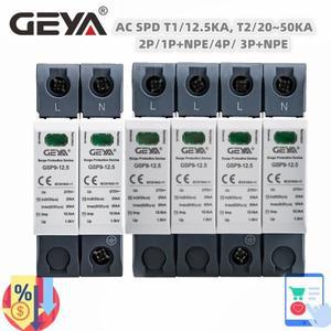GEYA GSP9 12.5KA T1 클래스 AC 서지 보호대 2P 1P  NPE 4P 3P SPD 275VAC 딘 레일 하우스 T2 20  50KA
