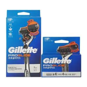 질레트 프로글로라이드 매뉴얼 면도기 핸들 1입+면도날 2입 + 면도날 4입
