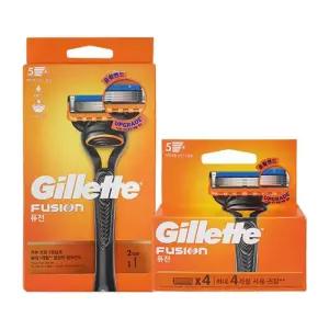 질레트 퓨전 매뉴얼 면도기 핸들 1입+면도날 2입 + 면도날 4입