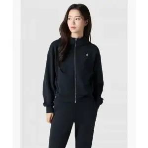 르꼬끄 여성 더블텐션2.0 루즈핏 세미크롭 후드 집업 - 블랙 QR122OFT11 408473