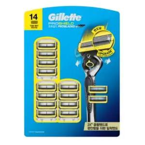 [셀러허브]질레트 프로쉴드 옐로우 면도날 정품 14개 리필 (S46764480)
