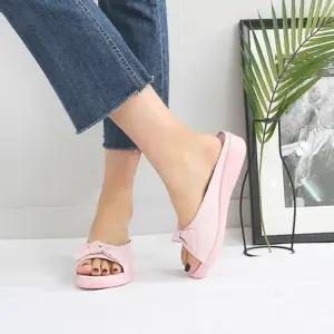 매장용슬리퍼 국내제작 매듭 리본 포인트 낮은굽 웨지 여성 슬리퍼Y