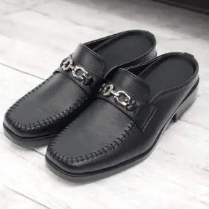 [RIZPICK]남성 체인 블로퍼 뮬 가죽 정장 슬리퍼 데일리 로퍼 슈즈