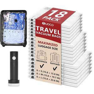 충전식 전기 펌프가 장착된 의류용 여행용 진공 가방 수하물 캐리어용 압축 포장 큐브 정리함 보관함 바캉스 크루즈용 스페이스 세이버 씰 백 18 콤보