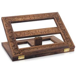 조절 가능한 나무 스탠드 조각된 미사 홀더 접이식 디스플레이 10 x 13 인치 책 읽기용 종교 기도