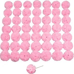 실크 카네이션 꽃 50송이의 인조 웨딩 장식 DIY 수제 지름 3.5인치 및 6인치 줄기(핑크)에 사용됩니다