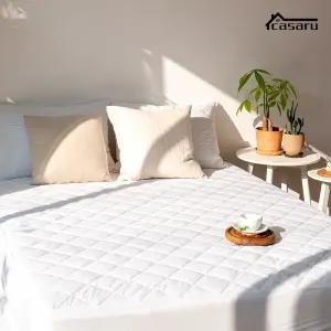 호텔식 면 누빔 방수 침대 매트리스커버 Q 퀸 150x200x40cm (화이트/그레이)