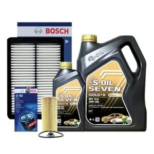 싼타페CM 더스타일 2.0/2.2 디젤 엔진오일 세트 (에스오일 세븐골드RV 5W30 7L + 보쉬 필터 세트)