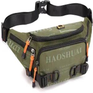 남성용 패니 백 파우치 유틸리티 자전거 군대 워킹 그린02 크로스바디 팩 헤드폰 잭 힙 하이킹 낚시 벨트