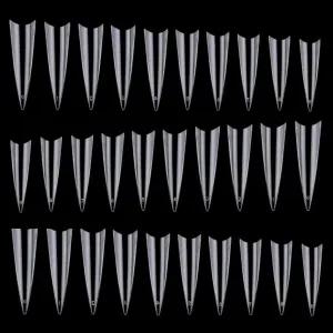 아크릴 네일을 위한 600개의 스틸레토 네일 팁 긴 가짜 클리어 하프 커버