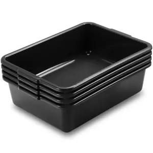 상업용 버스 욕조/설거지 욕조 13L 플라스틱 레스토랑 세면대 유틸리티 욕조/토트 박스 세트 4개 블랙