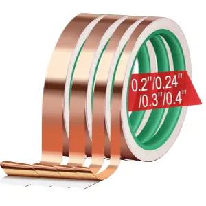 스테인드글라스용 MOGEHIT 구리 호일 테이프 0.2/0.24/0.3/0.4인치 x 22야드 4롤 기타 EMI 전기 수리용