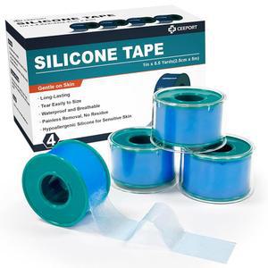 피부용 시포트 소프트 실리콘 테이프 1인치 x 5.46야드 4롤 용 접착 응급처치 붕대 민감성 미리 절단된 방수 쉽게 찢어짐