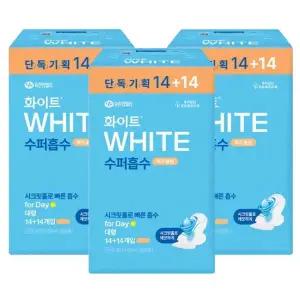 [화이트] 화이트 수퍼흡수 대용량생리대 슬림날개 대형(14+14P)x3팩