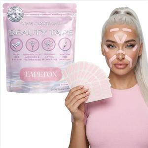 주름용 테이프톡스 페이스 테이프 - 이마 까마귀 발 스마일 라인을 위한 160개의 미리 자른 주름 패치 하룻밤 팅 라텍스 프리 무독성 평활화