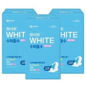 [화이트] 화이트 수퍼흡수 대용량생리대 울트라슬림 중형 36Px3팩