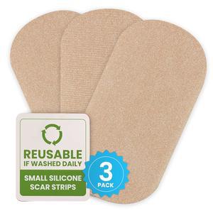 에피덤 실리콘 젤 흉터 작은 스트립 - 흉터를 위한 프리미엄 패브릭 안감 시트 비약물 세척 재사용가능 테이프 모든 피부 타입에 순함 3팩 내추럴