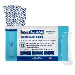 용 등급 실리콘 흉터 시트 - 흉터용 7인치 재사용가능 방수 테이프 제왕절개 배 처짐 켈로이드 투명 통기성 4팩