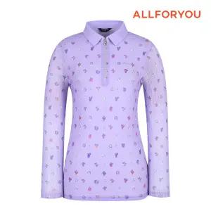 [올포유] 여성 전판프린트 메쉬 카라 반집업 티셔츠 AWTYM4466-604