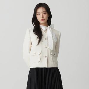 [AK플라자] [플라스틱아일랜드] 라운드넥  트위드 자켓