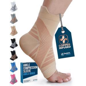 구리 발목 압박 슬리브 발가락 없는 양말 남녀공용 발목 지지대 베이지 컬러
